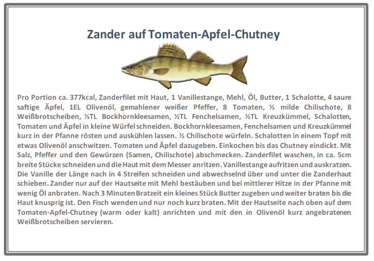 Juni: Zander auf Tomaten-Apfel-Chutney