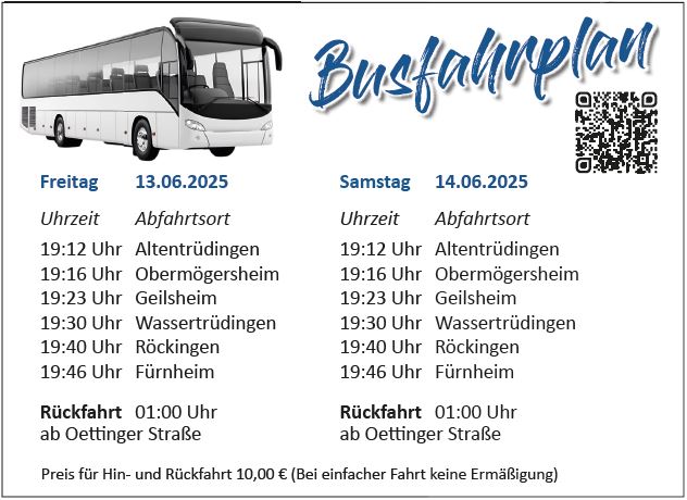 Busfahrplan Heimat und Volksfest 2025