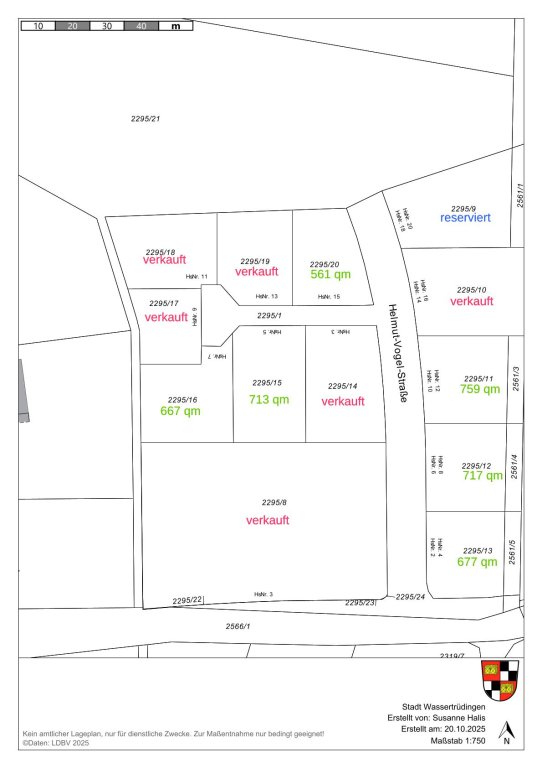 Lageplan mit Bauplätzen Baugebiet Südhang I