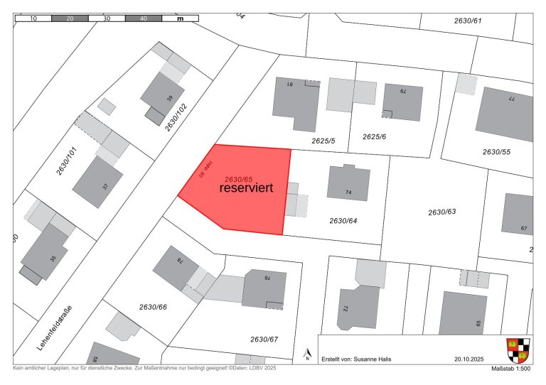 Lageplan Bauland Lehenfeldstraße